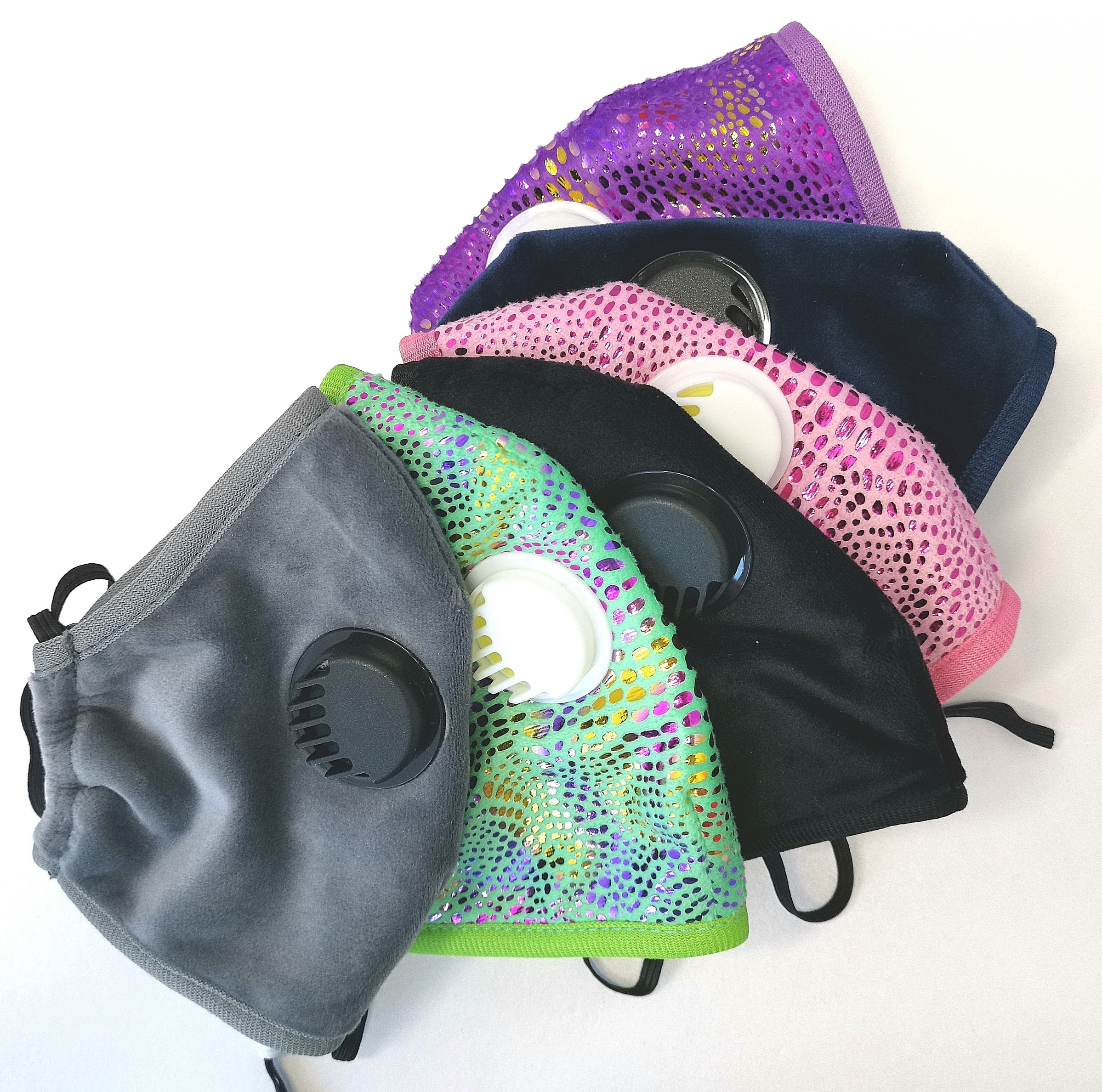 Masque de protection lumineux multicolore en tissus gris