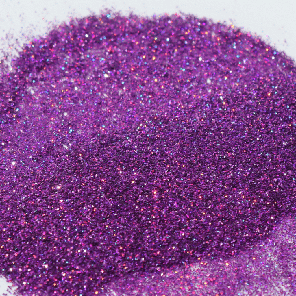 macro des micro paillettes holographies pixie dust violettes