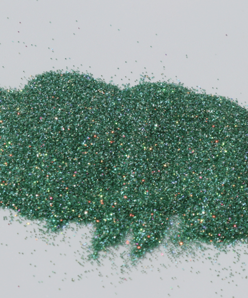 macro des micro paillettes pixie dust vertes