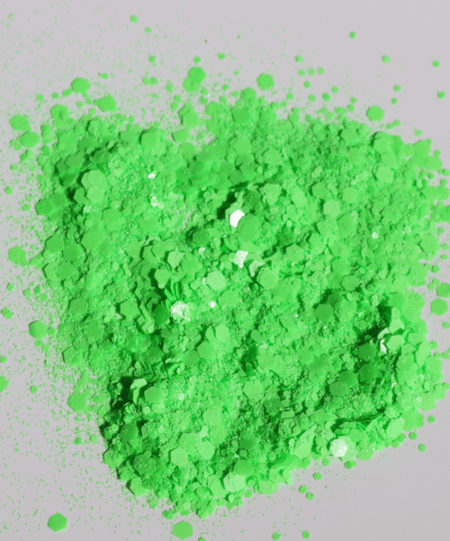 flat shimmer green macro